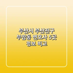 부산시 부산진구 부암동 변호사 5곳 정보 비교