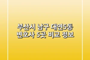 부산시 남구 대연5동 변호사 5곳 비교 정보