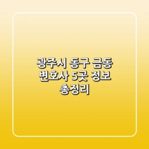 광주시 동구 금동 변호사 5곳 정보 총정리