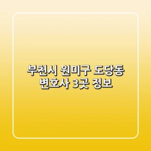 부천시 원미구 도당동 변호사 3곳 정보