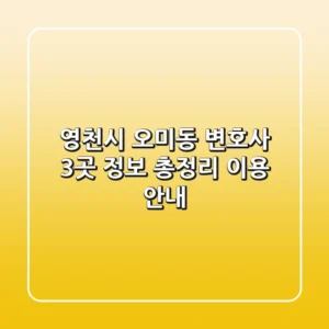 영천시 오미동 변호사 3곳 정보 총정리 - 이용 안내