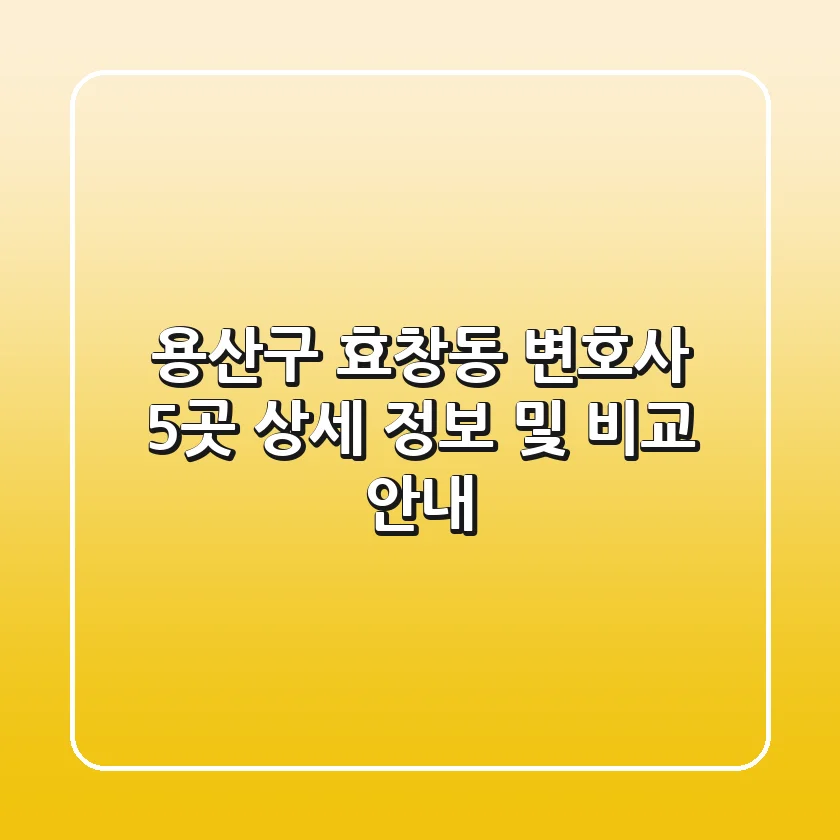 용산구 효창동 변호사: 5곳 상세 정보 및 비교 안내