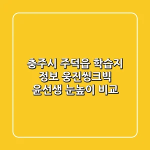 충주시 주덕읍 학습지 정보 - 웅진씽크빅, 윤선생, 눈높이 비교