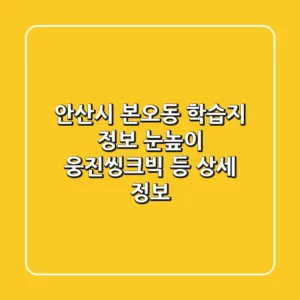 안산시 본오동 학습지 정보: 눈높이, 웅진씽크빅 등 상세 정보