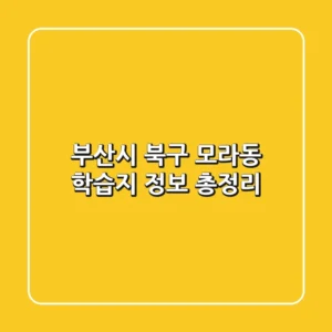 부산시 북구 모라동 학습지 정보 총정리