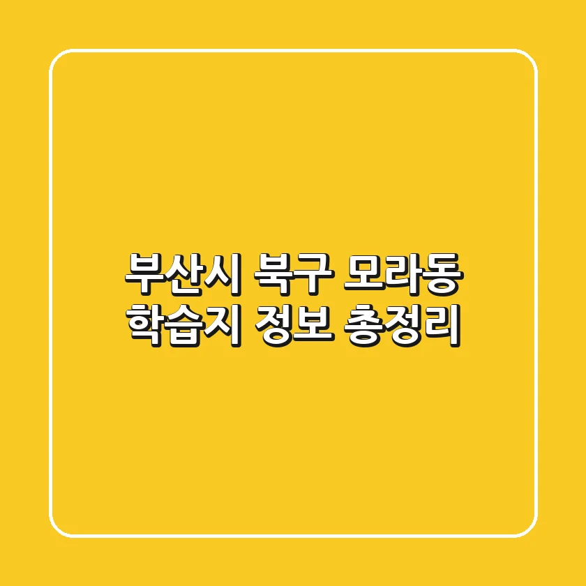 부산시 북구 모라동 학습지 정보 총정리