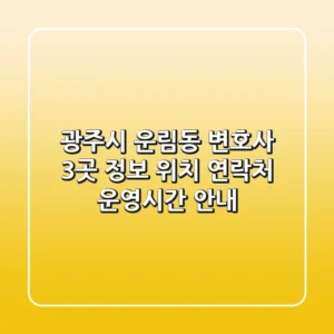 광주시 운림동 변호사 3곳 정보 - 위치, 연락처, 운영시간 안내