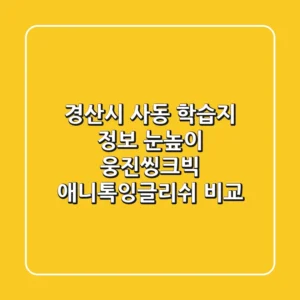 경산시 사동 학습지 정보: 눈높이, 웅진씽크빅, 애니톡잉글리쉬 비교