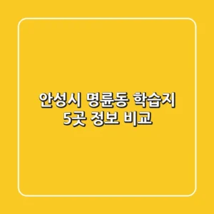 안성시 명륜동 학습지 5곳 정보 비교