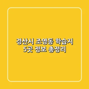 경산시 조영동 학습지 5곳 정보 총정리