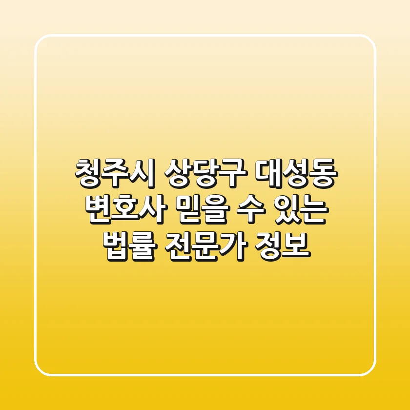 청주시 상당구 대성동 변호사, 믿을 수 있는 법률 전문가 정보