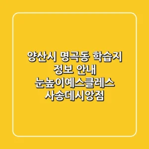 양산시 명곡동 학습지 정보 안내 - 눈높이예스클레스 사송데시앙점