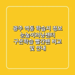 광주 역동 학습지 정보: 눈높이러닝센터, 구몬학습, 빨간펜 비교 및 안내