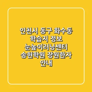 인천시 동구 화수동 학습지 정보 - 눈높이러닝센터 송현학원, 장원한자 안내