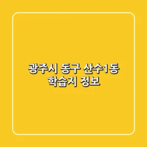 광주시 동구 산수1동 학습지 정보