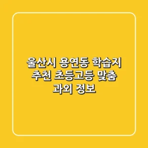 울산시 용연동 학습지 추천: 초등·고등 맞춤 과외 정보