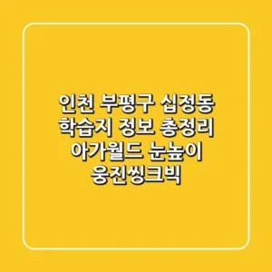 인천 부평구 십정동 학습지 정보 총정리 - 아가월드, 눈높이, 웅진씽크빅