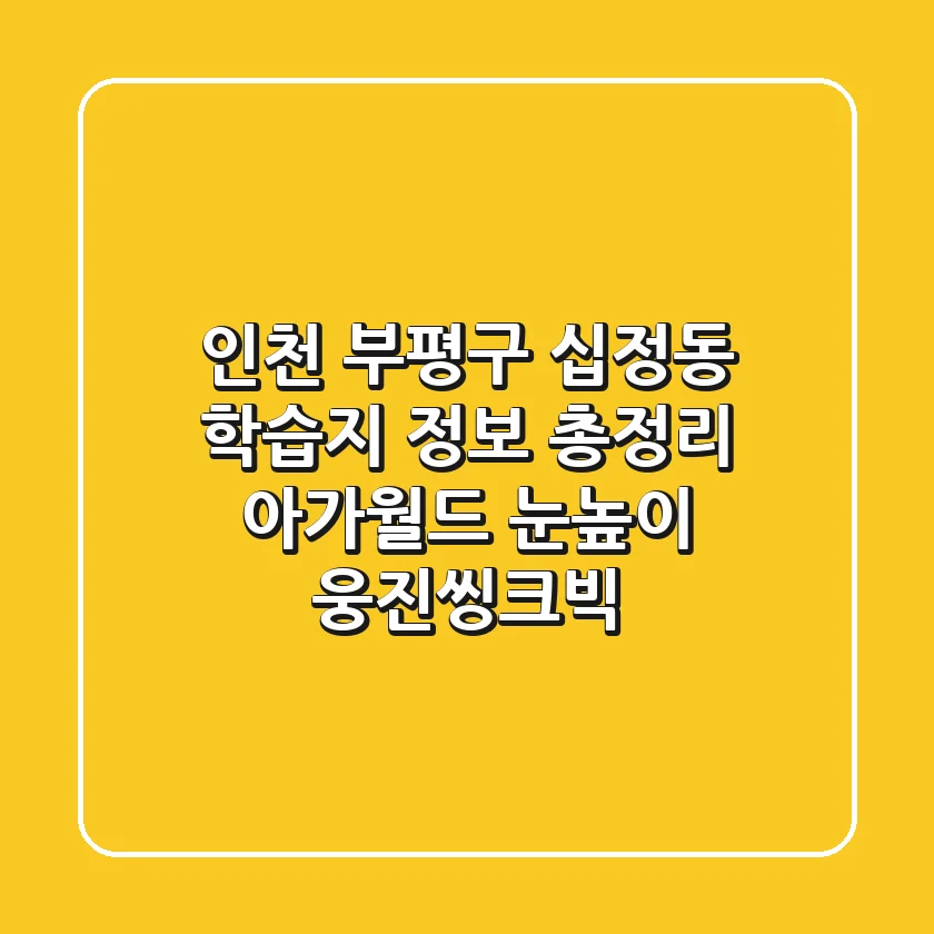인천 부평구 십정동 학습지 정보 총정리 - 아가월드, 눈높이, 웅진씽크빅
