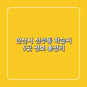 안산시 선부동 학습지 5곳 정보 총정리