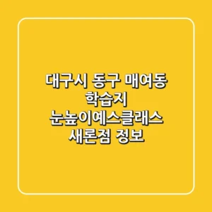 대구시 동구 매여동 학습지, 눈높이예스클래스 새론점 정보