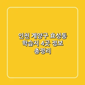 인천 계양구 효성동 학습지 4곳 정보 총정리