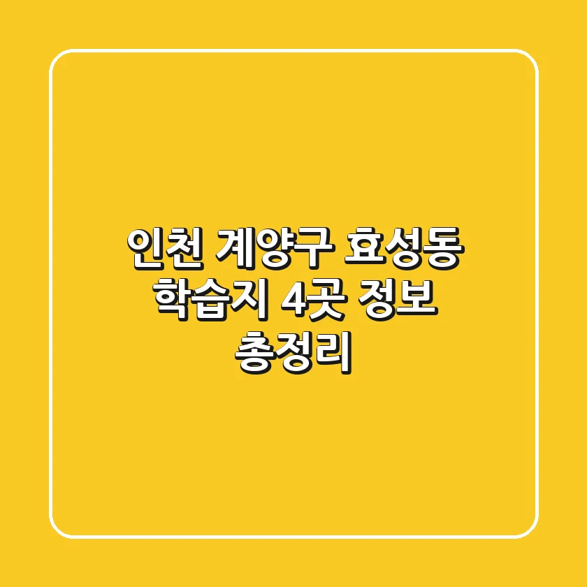 인천 계양구 효성동 학습지 4곳 정보 총정리