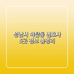 성남시 야탑동 변호사 5곳 정보 총정리