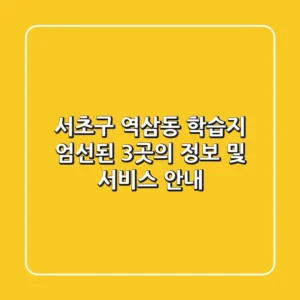 서초구 역삼동 학습지: 엄선된 3곳의 정보 및 서비스 안내