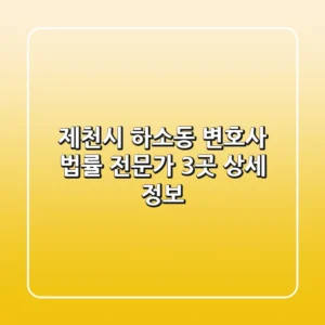 제천시 하소동 변호사: 법률 전문가 3곳 상세 정보