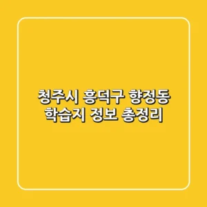 청주시 흥덕구 향정동 학습지 정보 총정리