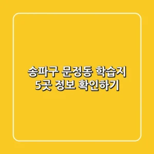 송파구 문정동 학습지 5곳 정보 확인하기