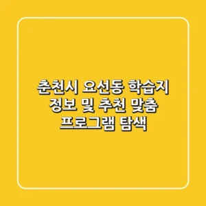 춘천시 요선동 학습지 정보 및 추천 - 맞춤 프로그램 탐색