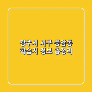 광주시 서구 풍암동 학습지 정보 총정리