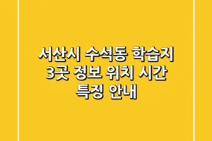 서산시 수석동 학습지 3곳 정보 – 위치, 시간, 특징 안내
