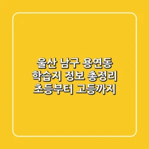 울산 남구 용연동 학습지 정보 총정리: 초등부터 고등까지