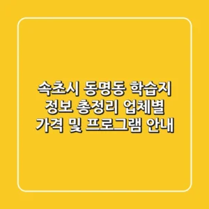 속초시 동명동 학습지 정보 총정리 - 업체별 가격 및 프로그램 안내