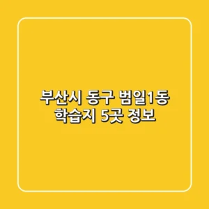 부산시 동구 범일1동 학습지 5곳 정보