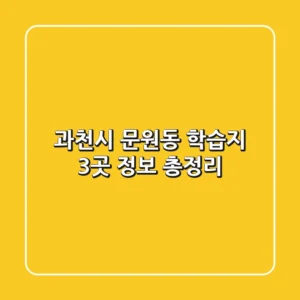 과천시 문원동 학습지 3곳 정보 총정리